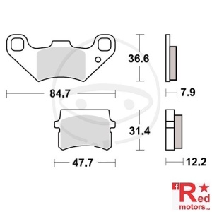 Placute frana fata STD TRW ALTN 84.7x36.6x7.9/47.7x31.4x12.2 pentru Adly/Herchee Sport 300, Motorhispania KN2 50, MH10 50, RYZ 50