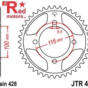 Foaie/pinion spate JTR462.51 428 cu 51 de dinti pentru Kawasaki KX 80, KX 85