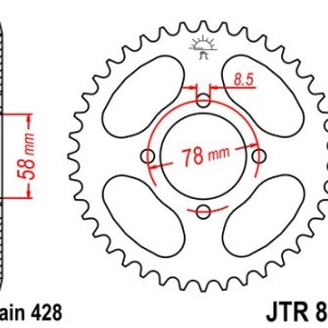 Kit de lant D.I.D Chain - Argintiu lant 428 D, Non-sealed, pinion fata SUPERSPROX, foaie spate JT pentru SUZUKI GN 125 1999-2000 - Img 5