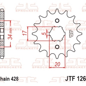 Kit de lant D.I.D Chain - Argintiu lant 428 VX, X-Ring, pinion fata JT, foaie spate JT pentru HONDA CBF 125 2009-2013 - Img 3