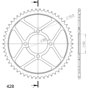 Kit de lant EK - Argintiu lant 428 SHDR, Non-sealed, pinion fata SUPERSPROX, foaie spate SUPERSPROX pentru YAMAHA TT-R 125 2002-2025 - Img 4