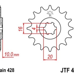 Kit de lant EK - Argintiu lant 428 SRO, O-ring, pinion fata JT, foaie spate SUPERSPROX pentru HYOSUNG GV 125 (S) Aquila 2001-2010 - Img 3