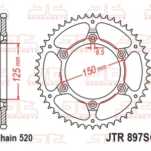 Kit de lant EK - Argintiu lant 520 SRO, O-ring, pinion fata JT, foaie spate JT pentru GAS GAS MC 450 F 2021-2023 - Img 6
