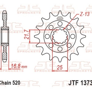 Pinion fata JT JTF 1373-17RB 17T, 520 rubber cushioned - Img 3