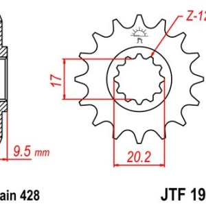 Pinion fata JT JTF 1907-14 14T, 428 - Img 2