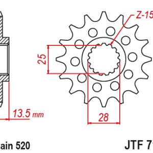 Pinion fata JT JTF 710-16 16T, 520 - Img 2