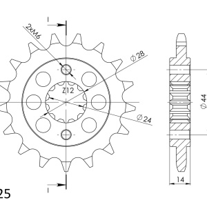 Pinion fata SUPERSPROX CST-1372:17 17T, 525 - Img 2