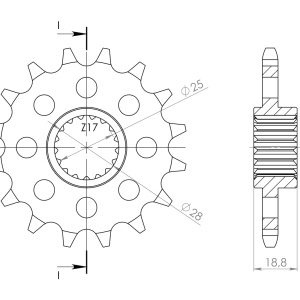 Pinion fata SUPERSPROX CST-704:17 17T, 525 - Img 2