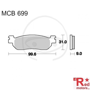 Placute frana fata SCOOTER SINTERED SRM TRW ALTN 99.6x31x9 MCB699 pentru Italjet Jupiter 125, amaha VP 250, YP 125, YP 250