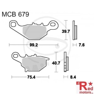 Placute frana fata SINTERED SI TRW ALTN 99.2x39.7x7.6/75.4x40.78.4 MCB679 pentru Kawasaki KMX 125, Suzuki AN 125, RM 80