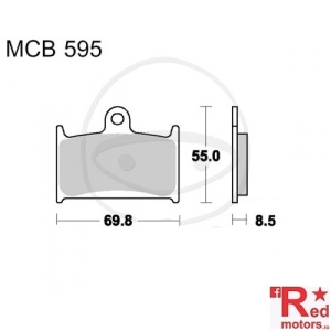 Placute frana fata SINTERED TRW LUCAS SRQ COATING 69.8x55x8.5 MCB595 pentru MZ/MUZ 1000, Suzuki GSX-R 750, GSX-R 1100, Triumph Daytona 600, Daytona 900, Rocket 2300 III, Thunderbird 1600