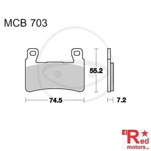 Placute frana fata SINTERED TRW LUCAS SRQ COATING 74.5x55.2x7.2 MCB703 pentru Honda CB 1100, CB 1300, CBR 600, CBR 900, VTR 1000, Hyosung GT 650