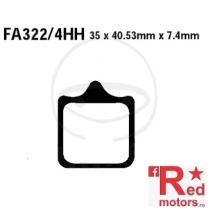 Placute frana fata sinterizate 35x40.53x7.4 EBC FA322 pentru Aprilia RSV 1000, Benelli TNT 899, Tesi 1100, Derbi 659 660, 998 998, Monster 1000, Husqvarna SM 450, KTM Duke 690