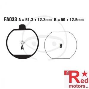 Placute frana fata sinterizate 51.3x12.3/50x12.5 EBC FA033 pentru Kawasaki KH 250, KH 400, S3 400, Z 750, Z 1000