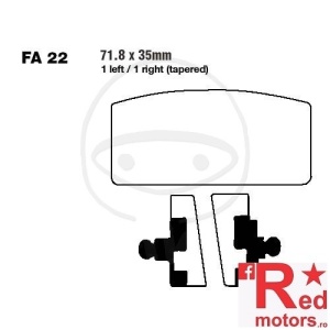 Placute frana fata sinterizate 71.8x35 EBC FA22 pentru BMW R 60 /7, R 75 /7, R 80 /7S, R 90 /6, R 100 RS