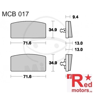 Placute frana fata STD TRW ALTN 71.6x34.9x9.4x13/71.6x34.9x13x9.4 MCB017 pentru BMW R 60 /7, R 90 S, R 100 RT, R 100 RS