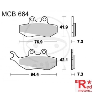 Placute frana fata STD TRW ALTN 76.9x41.9x7.3/94.4x42.1x7.3 MCB664 pentru AJP PR3 125, PR3 200, Aprilia ETX 125, Beta Alp 125, RR 50