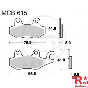 Placute frana fata STD TRW ALTN 76.9x41.9x8/96.6x41.9x8 MCB615 pentru Aeon Cobra 180 RSII, Overland 180 H, Benzhou YY125T-10D 125, Cagiva Gran Canyon 900, CAN-AM Commander 1000, E-Ton CLX 150, Kawasaki KVF 750