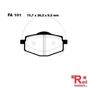 Placute frana spate CARBON SCOOTER EBC 70.7x36.2x9.2 FA101 pentru Italjet Millennium 125, Malaguti Blog 125 ie, MBK XC 125 F Flame, Rex RS 250 50, Yamaha XC 125