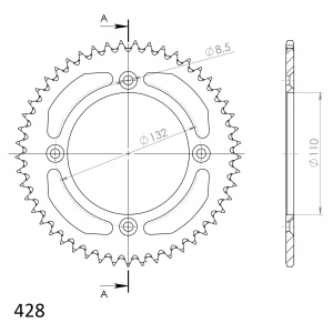 Rear ALU sprocket SUPERSPROX RAL-898:49-BLK Negru 49T, 428 - Img 2