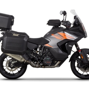 Complete set of black aluminum cases SHAD TERRA, 48L topcase + 36L side left case / 47L side right case, including mounting kit and plate SHAD KTM Super Adventure 1290 (R, S)