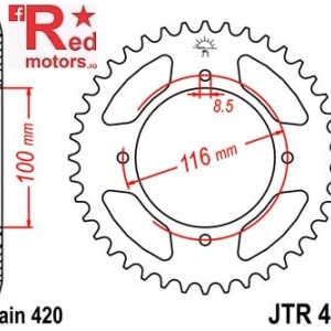 Foaie/pinion spate JTR461.51 420 cu 51 de dinti pentru Kawasaki KX 80, KX 85