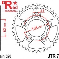 Foaie/pinion spate JTR701.43 520 cu 43 de dinti pentru Aprilia RS 125, Cagiva Mito 125