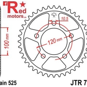 Foaie/pinion spate JTR702.43 525 cu 43 de dinti pentru Aprilia Caponord 1200, Dorsoduro 750, Dorsoduro 1200