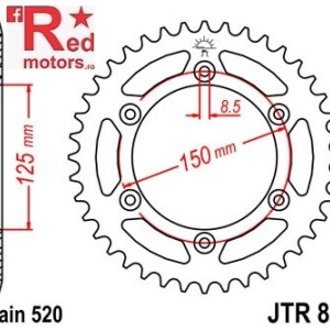 Foaie/pinion spate JTR897.50 520 cu 50 de dinti pentru Husaberg FC 470, FC 600, FE 450
