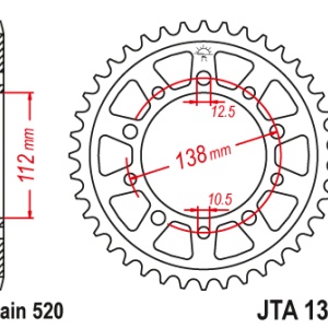 Foaie spate ALU JT JTA 1303-48BLK 48T, 520 Negru - Img 2