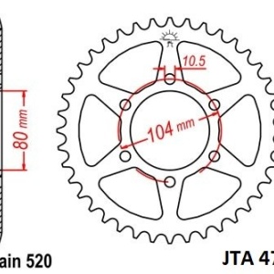 Foaie spate ALU JT JTA 478-42 42T, 520