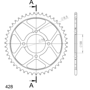 Kit de lant D.I.D Chain - Argintiu lant 428 D, Non-sealed, pinion fata JT, foaie spate SUPERSPROX pentru HYOSUNG Cruise De Luxe 125 1999-2001 - Img 5