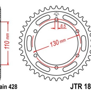 Kit de lant D.I.D Chain - Argintiu lant 428 VX, X-Ring, pinion fata JT, foaie spate JT pentru YAMAHA YBR 250 2007-2011 - Img 5