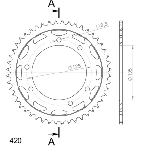 Kit de lant EK - Argintiu lant 420 DEH, Non-sealed, pinion fata SUPERSPROX, foaie spate SUPERSPROX pentru RIEJU SMX 50 2002-2004 - Img 4