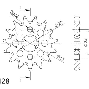 Kit de lant EK - Argintiu lant 428 DEH, Non-sealed, pinion fata SUPERSPROX, foaie spate SUPERSPROX pentru HONDA CBR 125 R 2011-2017 - Img 3