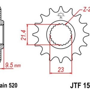 Kit de lant EK - Auriu lant 520 ZVX, X-Ring, pinion fata JT, foaie spate JT pentru YAMAHA XT 600 E 1999-2003 - Img 3