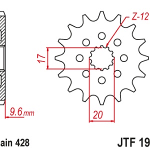 Pinion fata JT JTF 1905-13 13T, 428 - Img 2