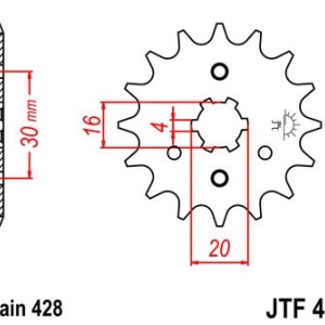 Pinion fata JT JTF 417-13 13T, 428 - Img 2