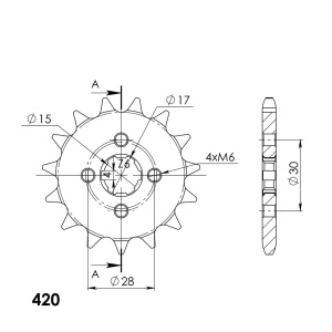 Pinion fata SUPERSPROX CST-253:15 15T, 420 - Img 2