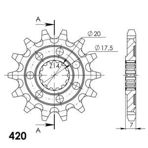 Pinion fata SUPERSPROX STEALTH CST-560:14.1 14T, 420 - Img 2
