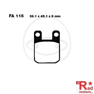 Placute frana fata CARBON SCOOTER EBC 36.1x45.1x6 FA115 pentru Beta Eikon 50 LC, Derbi Atlantis 25, Predator 50, Italjet Torpedo 50, Peugeot Looxor