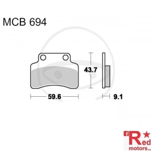 Placute frana fata SCOOTER TRW ALTN 59.6x43.7x9.1 MCB694 pentru AJS Digita 50 4T, Spin 50, Baotian BT49QT-12A1, CPI Aragon 25, Explorer Speed 125, Generic XOR 50