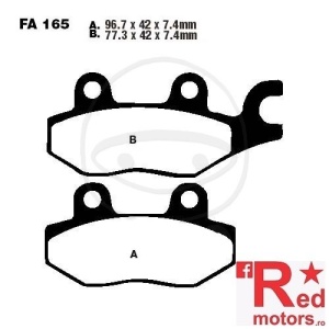 Placute frana fata SINTERED R EBC ALTN 96.7x42x7.4/77.3x42x7.4 FA165 pentru Aeon Cobra 180, 350, Benzhou YY125T 125, YY125T-6A 125, CAN-AM Commander 800, CFMOTO Rancher 500, E-Ton CLX 150 Challenger, Kawasaki KLF 300, Suzuki LT-R 450, Yamaha XTZ 750