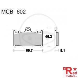 Placute frana fata SINTERED TRW LUCAS SRQ COATING 69.7x46.2x8.1 MCB602 pentru Husaberg FC 600, FS 650, Kawasaki KR-1S 250, VN 2000, Suzuki GSF 400, GSX 650