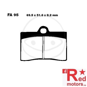 Placute frana fata sinterizate 69.5x51.6x8.2 EBC FA095 pentru  Aprilia RS 250, Beta Euro 350, Cagiva Mito 125, River 600, Ducati 748 748, 916 916, Monster 600, Gas Gas SM 450, Husqvarna SMR 450, KTM Duke 620, Laverda Ghost 650