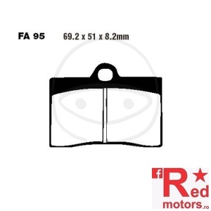 Placute frana fata sinterizate ALTN 69.2x51x8.2 EBC FA95 pentru Aprilia RS 250, RS4 50, Beta Euro 350, Cagiva Mito 125, Ducati 748 748, Supersport 900, Gas Gas SM 450, KTM Sting 125