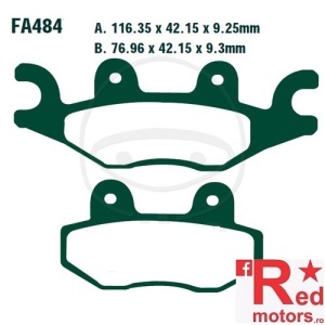 Placute frana fata STD EBC 116.35x42.15x9.25/76.96x42.15x9.3 FA484 pentru Cectek Estoc 500, Kingcobra 500, Quadrift 500, TGB X-Large 125