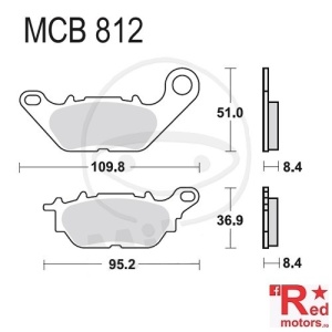 Placute frana fata STD TRW ALTN 109.8x51x8.4/95.2x36.9x8.4 MCB812 pentru Yamaha XC 115, YBR 125, YZF-R3 320