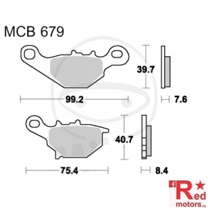 Placute frana fata STD TRW ALTN 99.2x39.7x7.6/75.4x40.78.4 MCB679 pentru Suzuki AN 125, TR 50 S Street Magic, UC 125 U, UK 110