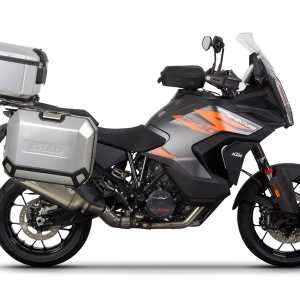Set complet de cutii de aluminiu SHAD TERRA, 37L cutie centrala si 36L / 47L cutii laterale, incluzand set de montaj si placa SHAD KTM Super Adventure 1290 (R, S)